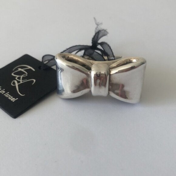 E&L Israel Ring Sterling Silver Electroform Bow  Sz.8 - Picture 3 of 16